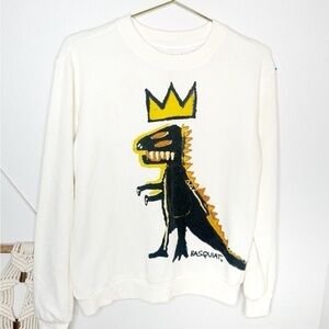 Forever 21 x Jean Michel Basquiat Sweatshirt Dinosaur Big Logo white crewneck